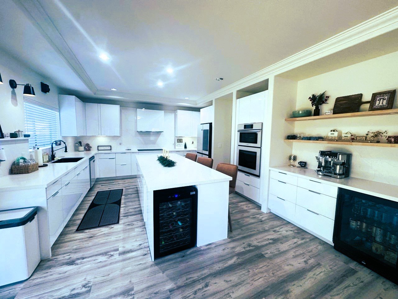 Completed open-concept kitchen remodel with island